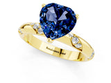 Yellow gold Heart Cut Solitaire Diamond Engagement Ring with Twisted Pave Band and Four-Prong Setting_1