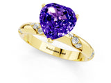 Yellow gold Heart Cut Solitaire Diamond Engagement Ring with Twisted Pave Band and Four-Prong Setting_1