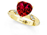 Yellow gold Heart Cut Solitaire Diamond Engagement Ring with Twisted Pave Band and Four-Prong Setting_1