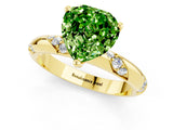 Yellow gold Heart Cut Solitaire Diamond Engagement Ring with Twisted Pave Band and Four-Prong Setting_1