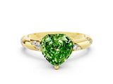 Yellow gold Heart Cut Solitaire Diamond Engagement Ring with Twisted Pave Band and Four-Prong Setting