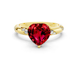 Yellow gold Heart Cut Solitaire Diamond Engagement Ring with Twisted Pave Band and Four-Prong Setting