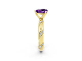 Yellow gold Heart Cut Solitaire Diamond Engagement Ring with Twisted Pave Band and Four-Prong Setting_2