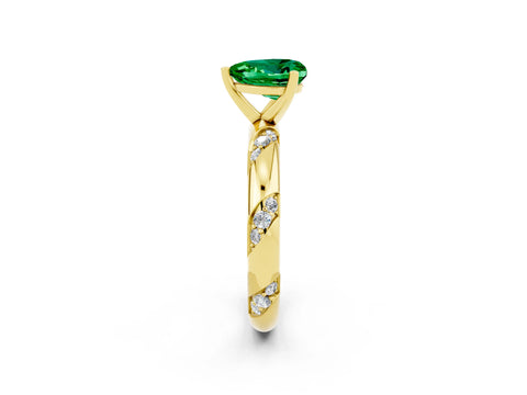 Yellow gold Heart Cut Solitaire Diamond Engagement Ring with Twisted Pave Band and Four-Prong Setting_2