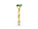 Yellow gold Heart Cut Solitaire Diamond Engagement Ring with Twisted Pave Band and Four-Prong Setting_2