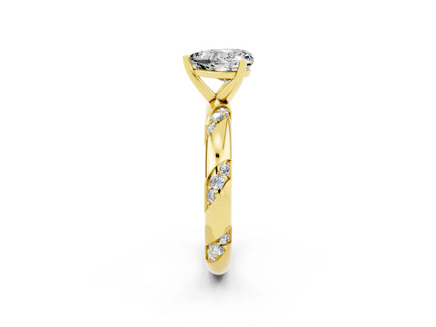 Yellow gold Heart Cut Solitaire Diamond Engagement Ring with Twisted Pave Band and Four-Prong Setting_2
