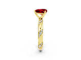 Yellow gold Heart Cut Solitaire Diamond Engagement Ring with Twisted Pave Band and Four-Prong Setting_2