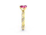 Yellow gold Heart Cut Solitaire Diamond Engagement Ring with Twisted Pave Band and Four-Prong Setting_2
