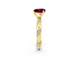 Yellow gold Heart Cut Solitaire Diamond Engagement Ring with Twisted Pave Band and Four-Prong Setting_2