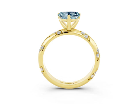 Yellow gold Heart Cut Solitaire Diamond Engagement Ring with Twisted Pave Band and Four-Prong Setting_3