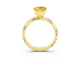 Yellow gold Heart Cut Solitaire Diamond Engagement Ring with Twisted Pave Band and Four-Prong Setting_3
