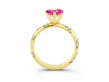 Yellow gold Heart Cut Solitaire Diamond Engagement Ring with Twisted Pave Band and Four-Prong Setting_3