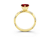 Yellow gold Heart Cut Solitaire Diamond Engagement Ring with Twisted Pave Band and Four-Prong Setting_3