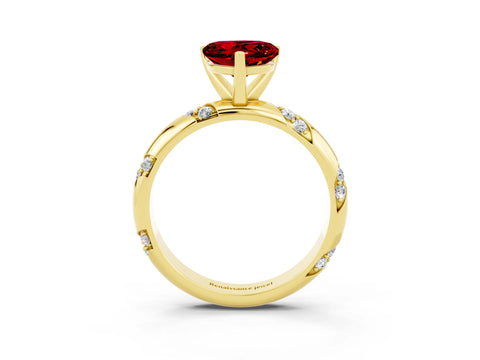Yellow gold Heart Cut Solitaire Diamond Engagement Ring with Twisted Pave Band and Four-Prong Setting_3