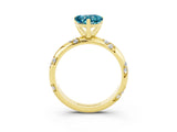 Yellow gold Heart Cut Solitaire Diamond Engagement Ring with Twisted Pave Band and Four-Prong Setting_3