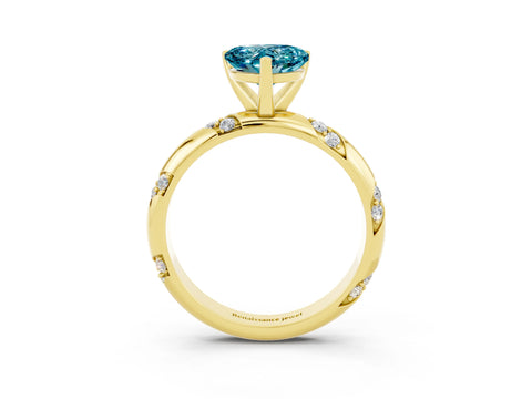 Yellow gold Heart Cut Solitaire Diamond Engagement Ring with Twisted Pave Band and Four-Prong Setting_3