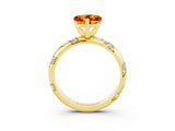 Yellow gold Heart Cut Solitaire Diamond Engagement Ring with Twisted Pave Band and Four-Prong Setting_3