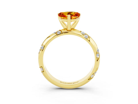 Yellow gold Heart Cut Solitaire Diamond Engagement Ring with Twisted Pave Band and Four-Prong Setting_3