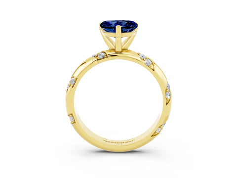 Yellow gold Heart Cut Solitaire Diamond Engagement Ring with Twisted Pave Band and Four-Prong Setting_3