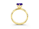 Yellow gold Heart Cut Solitaire Diamond Engagement Ring with Twisted Pave Band and Four-Prong Setting_3
