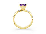 Yellow gold Heart Cut Solitaire Diamond Engagement Ring with Twisted Pave Band and Four-Prong Setting_3