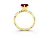 Yellow gold Heart Cut Solitaire Diamond Engagement Ring with Twisted Pave Band and Four-Prong Setting_3