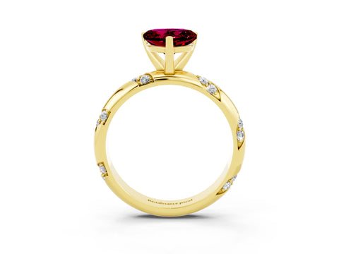 Yellow gold Heart Cut Solitaire Diamond Engagement Ring with Twisted Pave Band and Four-Prong Setting_3