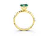 Yellow gold Heart Cut Solitaire Diamond Engagement Ring with Twisted Pave Band and Four-Prong Setting_3