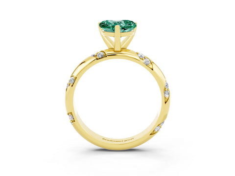 Yellow gold Heart Cut Solitaire Diamond Engagement Ring with Twisted Pave Band and Four-Prong Setting_3
