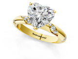Yellow gold Heart Cut Solitaire Diamond Engagement Ring with Twisted Pave Band and Four-Prong Setting_4