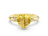 Yellow gold Heart Cut Solitaire Diamond Engagement Ring with Twisted Pave Band and Four-Prong Setting