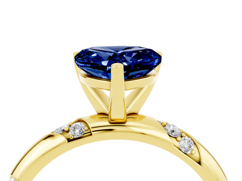 Yellow gold Heart Cut Solitaire Diamond Engagement Ring with Twisted Pave Band and Four-Prong Setting_4