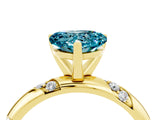 Yellow gold Heart Cut Solitaire Diamond Engagement Ring with Twisted Pave Band and Four-Prong Setting_4