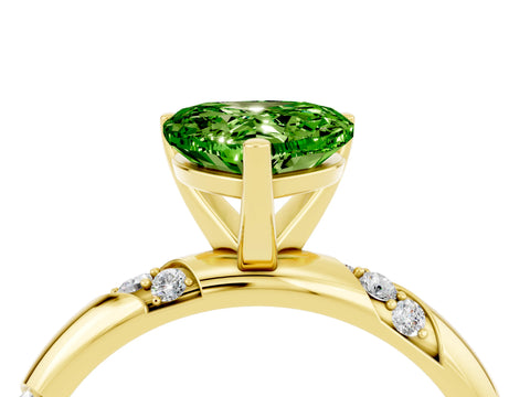 Yellow gold Heart Cut Solitaire Diamond Engagement Ring with Twisted Pave Band and Four-Prong Setting_4