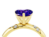 Yellow gold Heart Cut Solitaire Diamond Engagement Ring with Twisted Pave Band and Four-Prong Setting_4