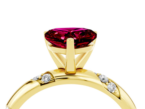 Yellow gold Heart Cut Solitaire Diamond Engagement Ring with Twisted Pave Band and Four-Prong Setting_4