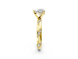 Yellow gold Heart Cut Solitaire Diamond Engagement Ring with Twisted Pave Band and Four-Prong Setting_5