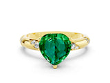 Yellow gold Heart Cut Solitaire Diamond Engagement Ring with Twisted Pave Band and Four-Prong Setting
