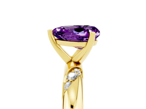 Yellow gold Heart Cut Solitaire Diamond Engagement Ring with Twisted Pave Band and Four-Prong Setting_5