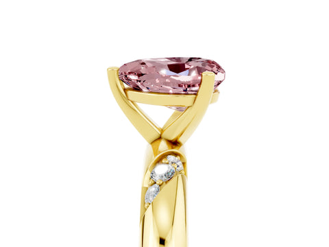 Yellow gold Heart Cut Solitaire Diamond Engagement Ring with Twisted Pave Band and Four-Prong Setting_5