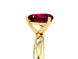 Yellow gold Heart Cut Solitaire Diamond Engagement Ring with Twisted Pave Band and Four-Prong Setting_5