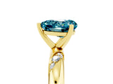 Yellow gold Heart Cut Solitaire Diamond Engagement Ring with Twisted Pave Band and Four-Prong Setting_5