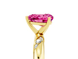 Yellow gold Heart Cut Solitaire Diamond Engagement Ring with Twisted Pave Band and Four-Prong Setting_5