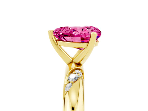 Yellow gold Heart Cut Solitaire Diamond Engagement Ring with Twisted Pave Band and Four-Prong Setting_5
