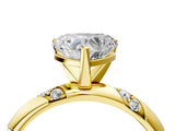 Yellow gold Heart Cut Solitaire Diamond Engagement Ring with Twisted Pave Band and Four-Prong Setting_7