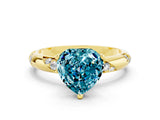 Yellow gold Heart Cut Solitaire Diamond Engagement Ring with Twisted Pave Band and Four-Prong Setting