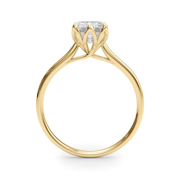 18K Yellow Gold 3.01 Carat E VVS2 Marquise Cut Solitaire Diamond Ring with Four-Prong Setting and Classic Band