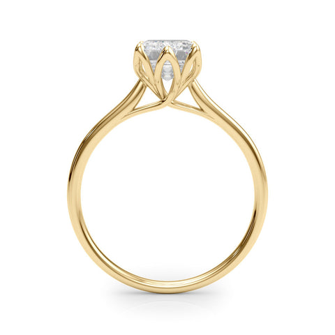 18K Yellow Gold 3.01 Carat E VVS2 Marquise Cut Solitaire Diamond Ring with Four-Prong Setting and Classic Band