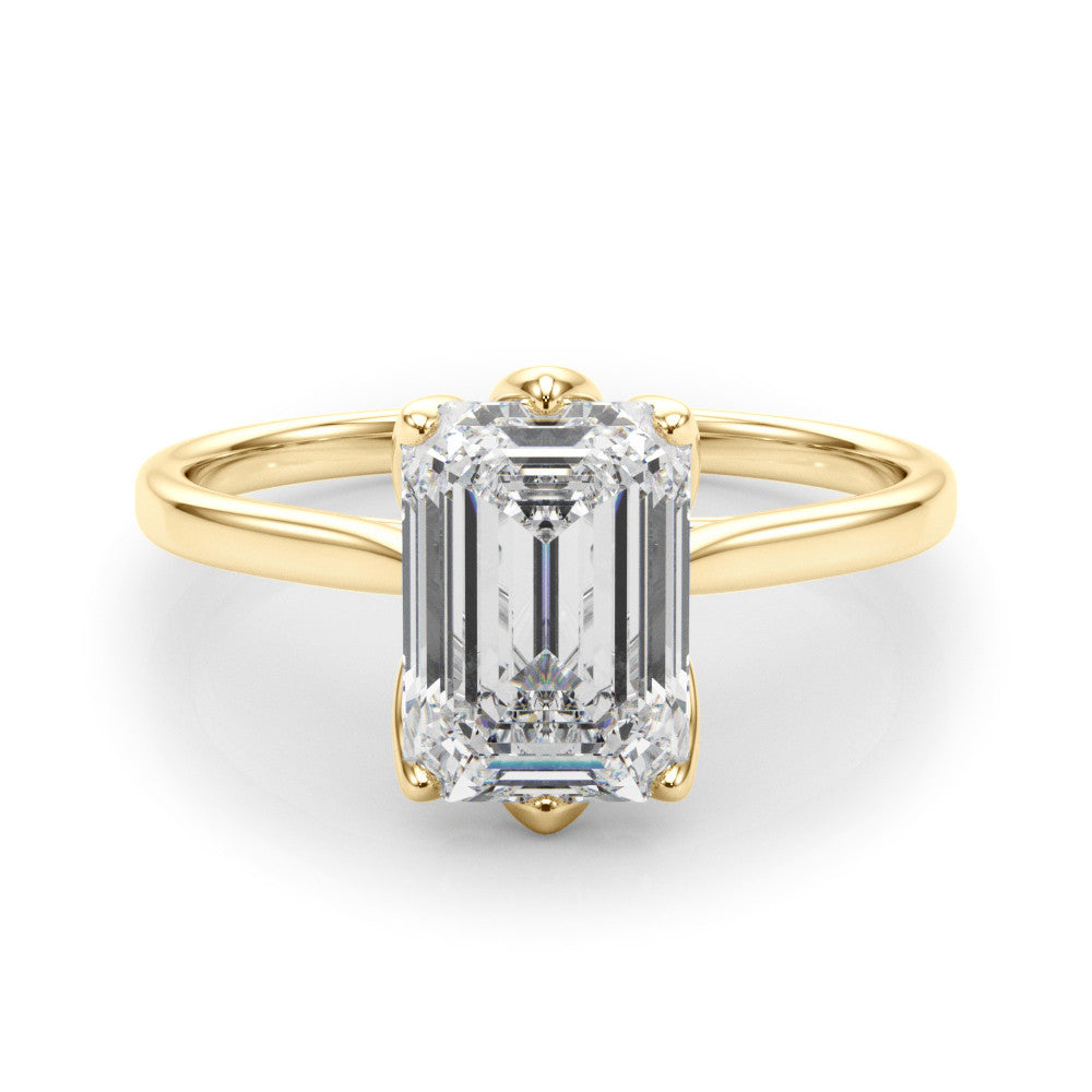 Yellow gold Heart Cut Solitaire Diamond Ring with Four-Prong Setting and Classic Band