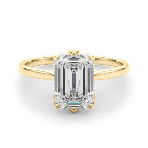 18K Yellow Gold 3.01 Carat E VVS2 Marquise Cut Solitaire Diamond Ring with Four-Prong Setting and Classic Band